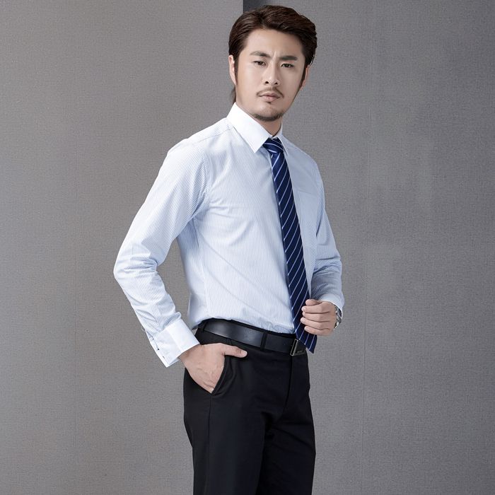 男女長袖條紋商務(wù)襯衣定制JL-CY443