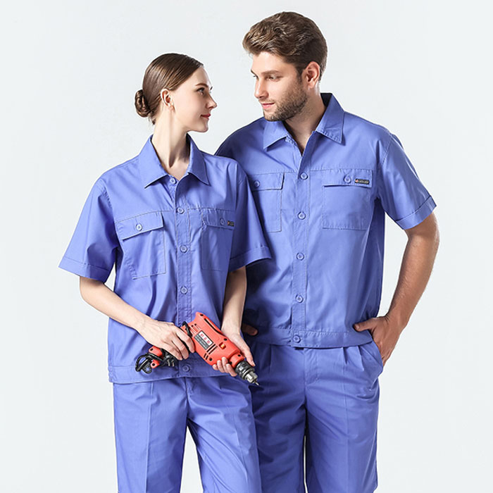 夏季工作服套裝 純藍(lán)工作服定做 JL-XJ180